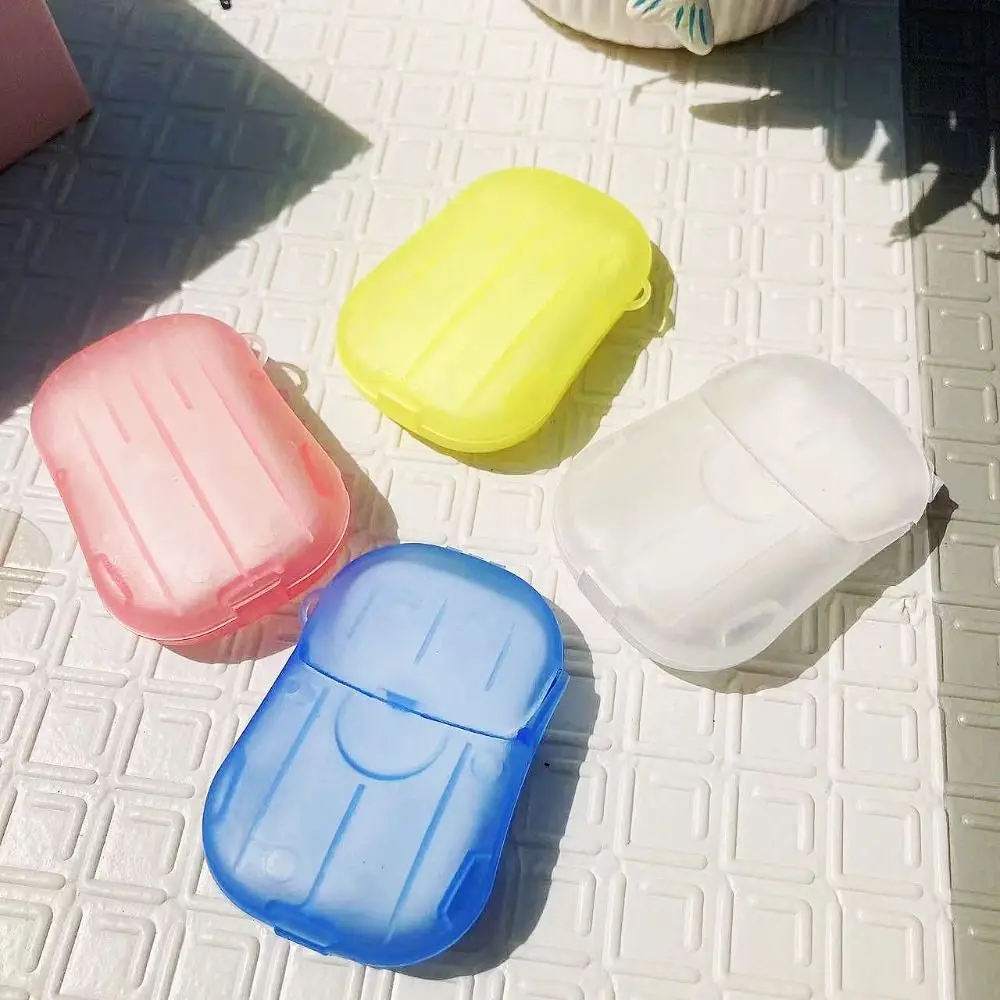 20 pcs Portable Soap Sheets Camping Dissolvable Cleaning Soap Paper Thin Mini Hand Washing Soap Children