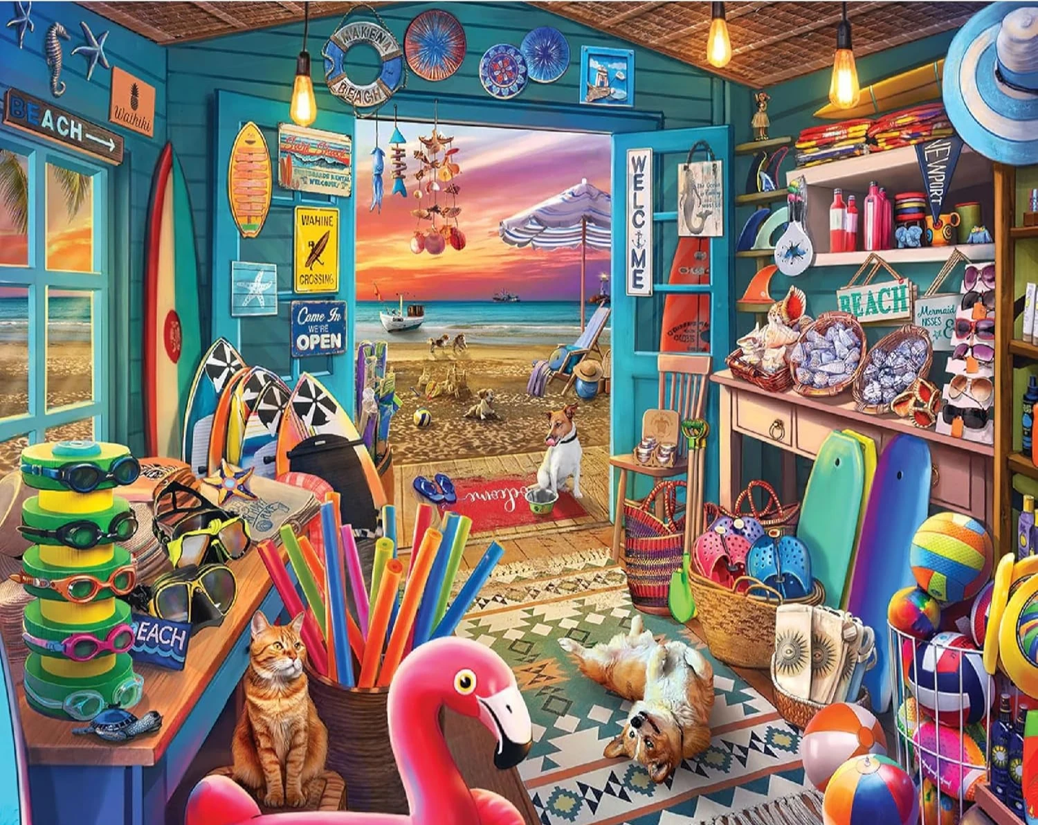 

1000/500/300/120 Pieces Beach Hut Store Jigsaw Puzzles for Adults Home Decor Challenging Family Fun Educational Toys Game Night