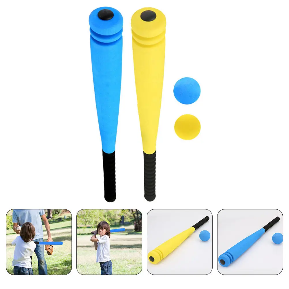 

2 комплекта детских бейсбольных бит из пеноматериала, мягкие и легкие тренировочные биты с рифленой рукояткой для дошкольников, детского сада, активного отдыха на природе