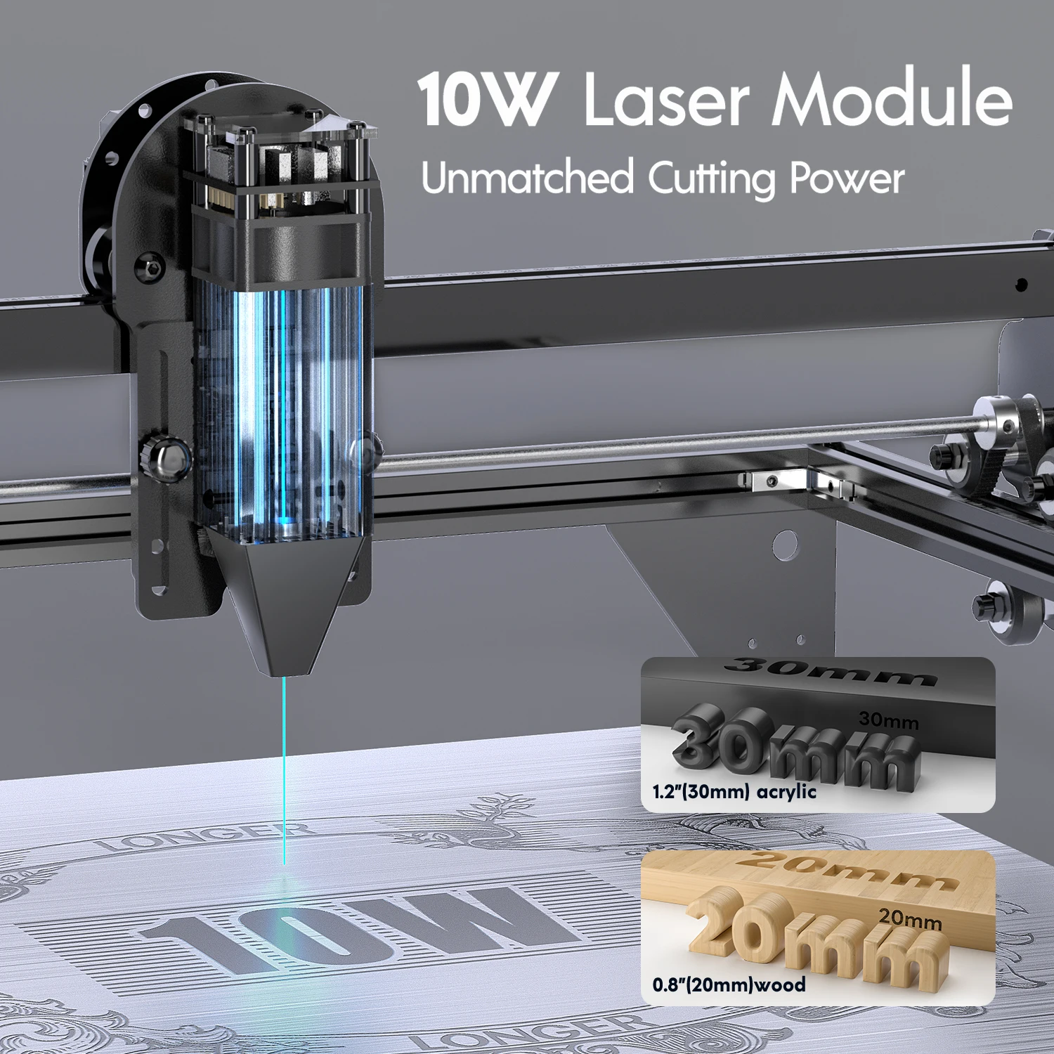 Longer RAY5 10W Laser Engraver,10000mW Output, 32-bit Motherboard, App Offline Control