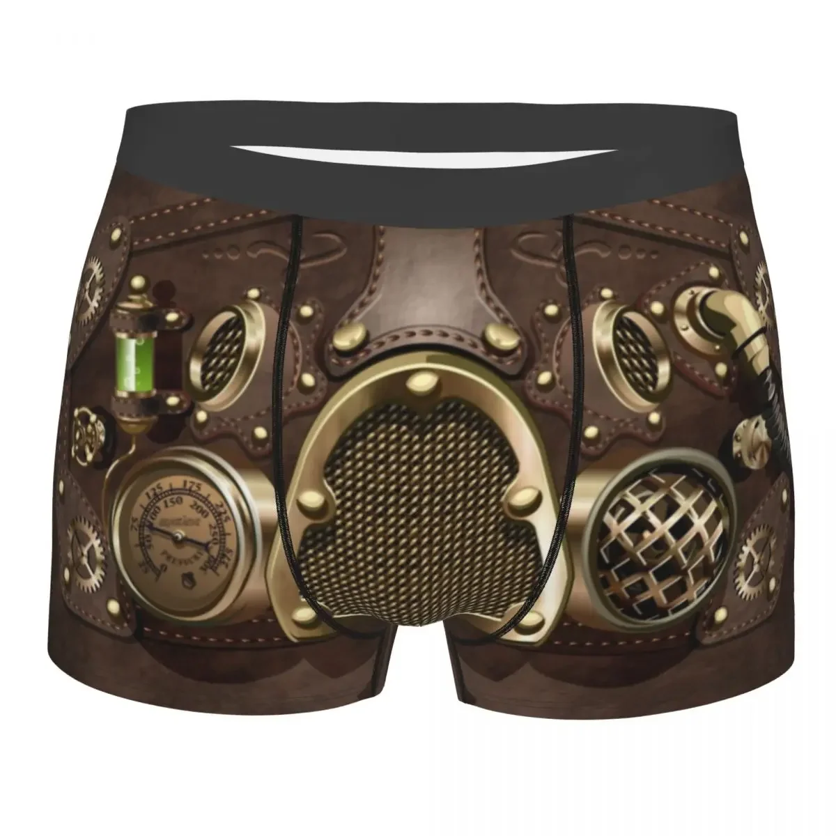 Cool Steampunk Leather Boxers Shorts Panties Men's Underpants Breathable Pilot Air Fighter Helmet Briefs Underwear