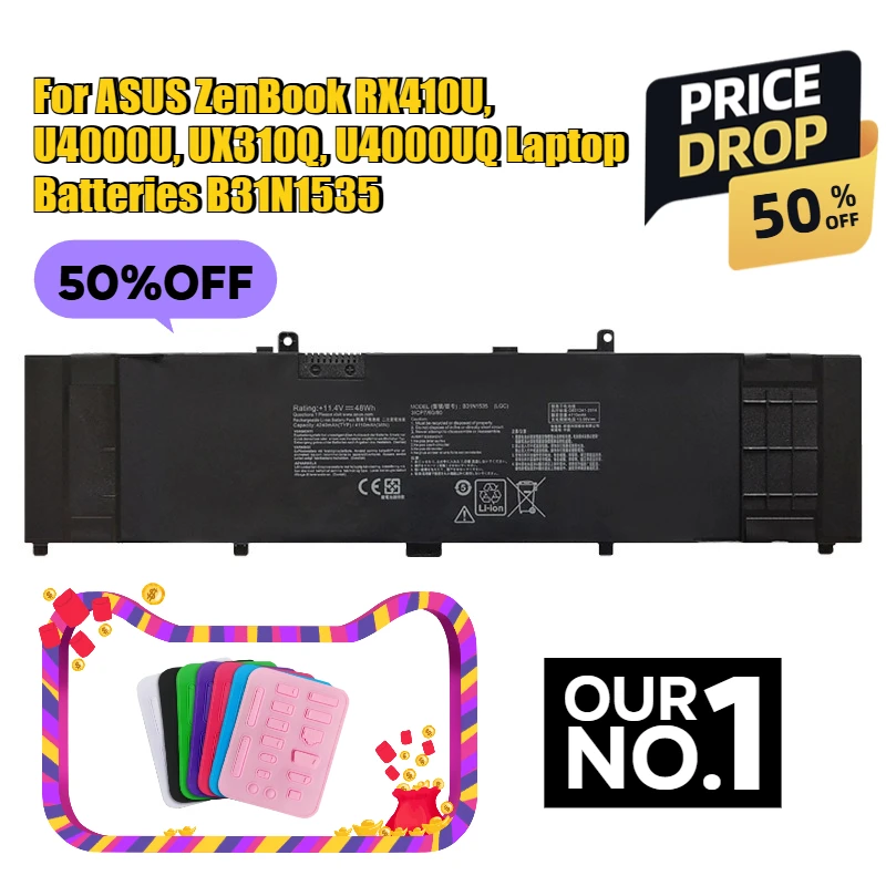 

For ASUS ZenBook RX410U, U4000U, UX310Q, U4000UQ Laptop Batteries B31N1535