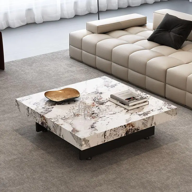 & Luxurious and Sophisticated New Italian-style Minimalist Rectangular Coffee Table for Small Apartments, Modern Home Use,