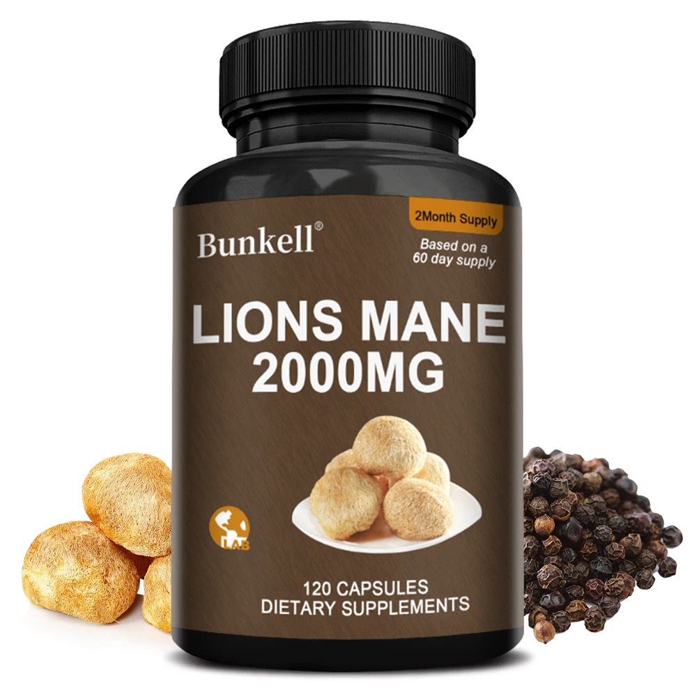 

Lion's Mane Mushroom Capsules - Strengthens The Brain, Memory and Cognition, Improves Mood and Sleep Quality - 120 Capsules