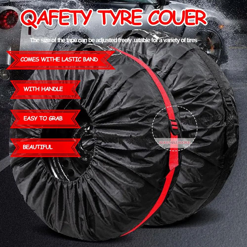 4Pcs/Lot Universal Spare Tire Cover Case Waterproof Dust-UV Polyester Auto Wheel Tires Storage Accessories Auto Wheel Protector