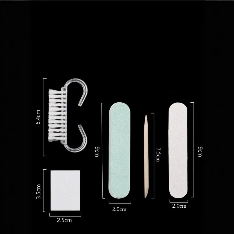 5-Piece Nail Art Tool Kit - Mini Buffing Blocks, Short Nail Files, Wooden Sticks & Horn Brushes for Manicure/Pedicure