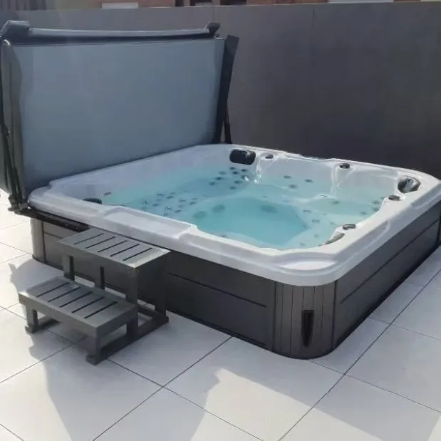 Jacuzzi de Lujo para 5 Personas, Spa con Hidromasaje Enterrado, Jacuzzi Exterior con 100 Jets de Masaje