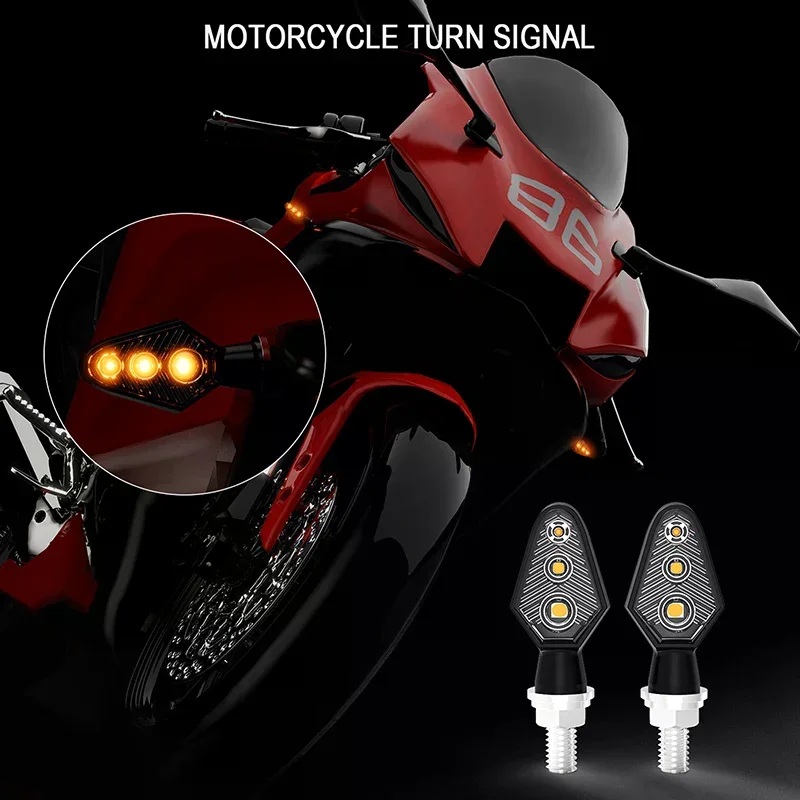 

2Pcs Motorcycle LED Turn Signal Light IP65 Waterproof Motorcycle LED Turn Signal Indicator 3 LED 12V Motorbike Accessories