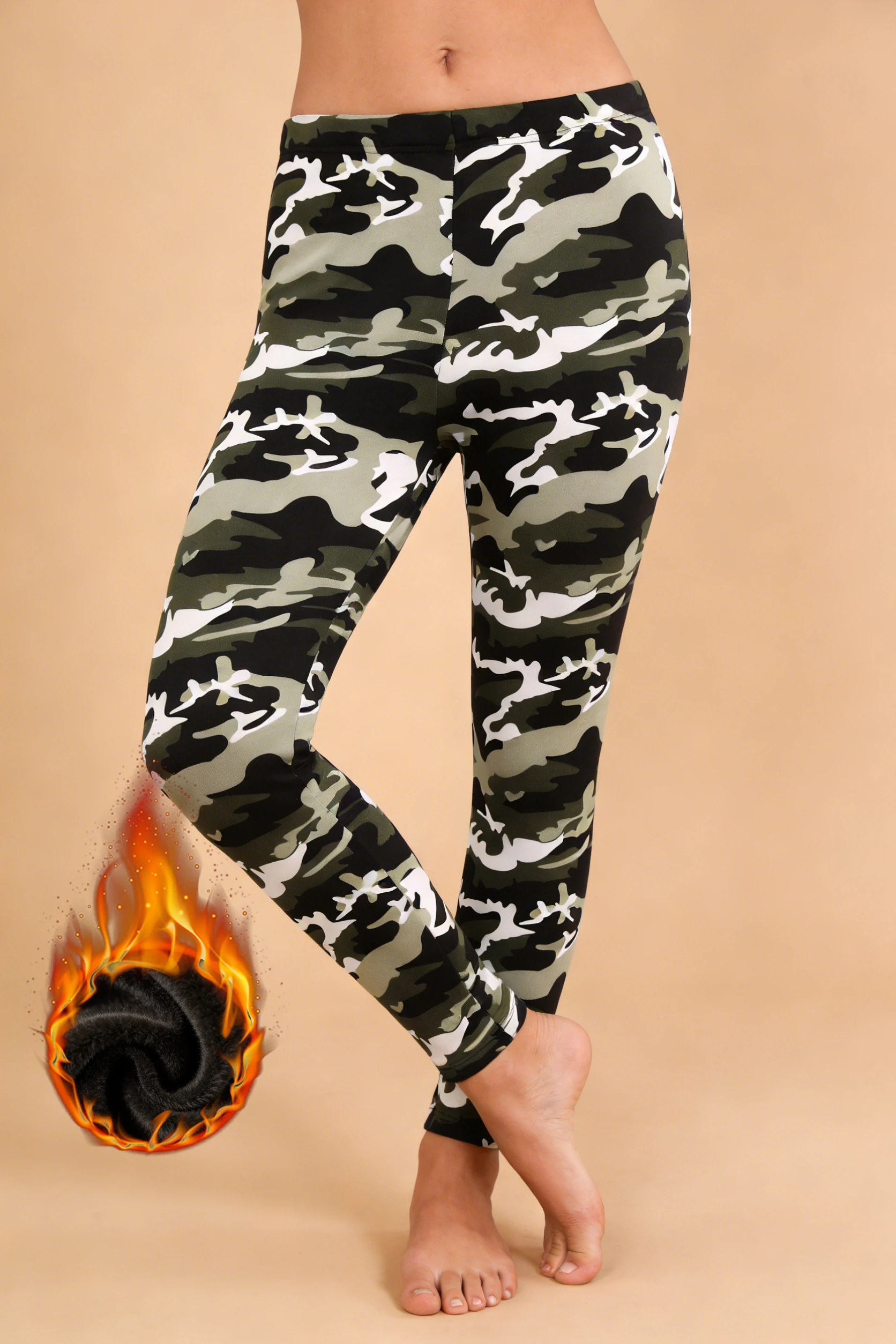 

Ladies Fleece Lined Leggings Elastic Slim Warm Bottoms Flexible For Daily Movements & Winter Casual Matchings Comfortable Pants