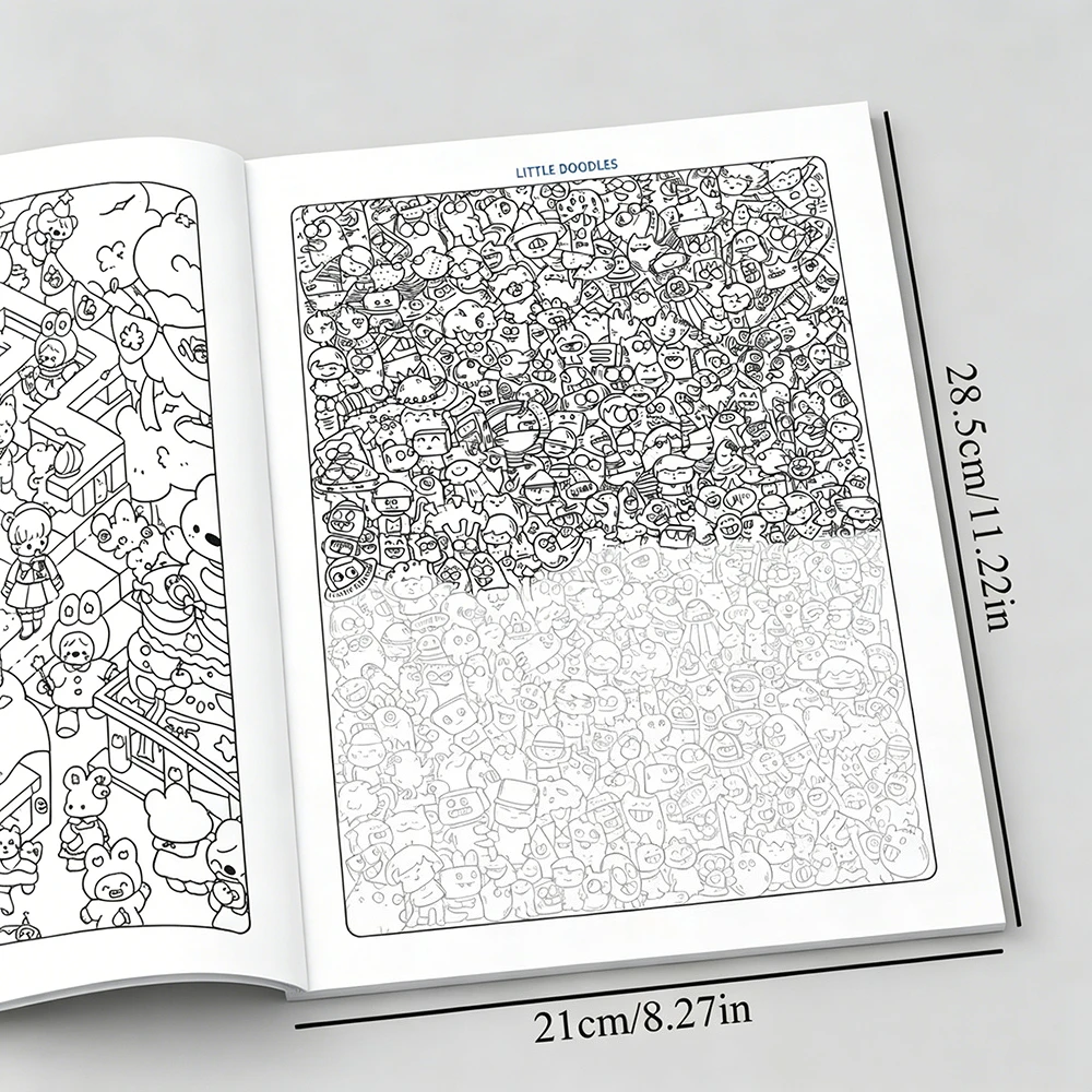 Little Doodles Coloring Book 32 Pages, Sketch Trace & Color Doodle Patterns Stress Relief Art Activity Book for Adults