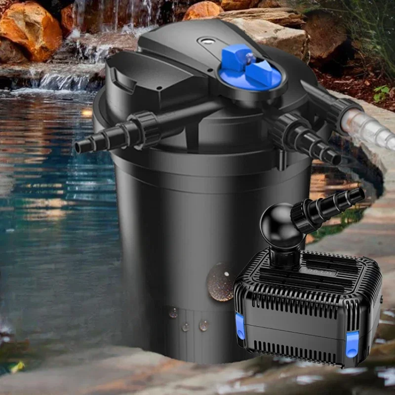 

24V low-pressure fish pond filter water circulation system filtration bucket water purification external fish tank