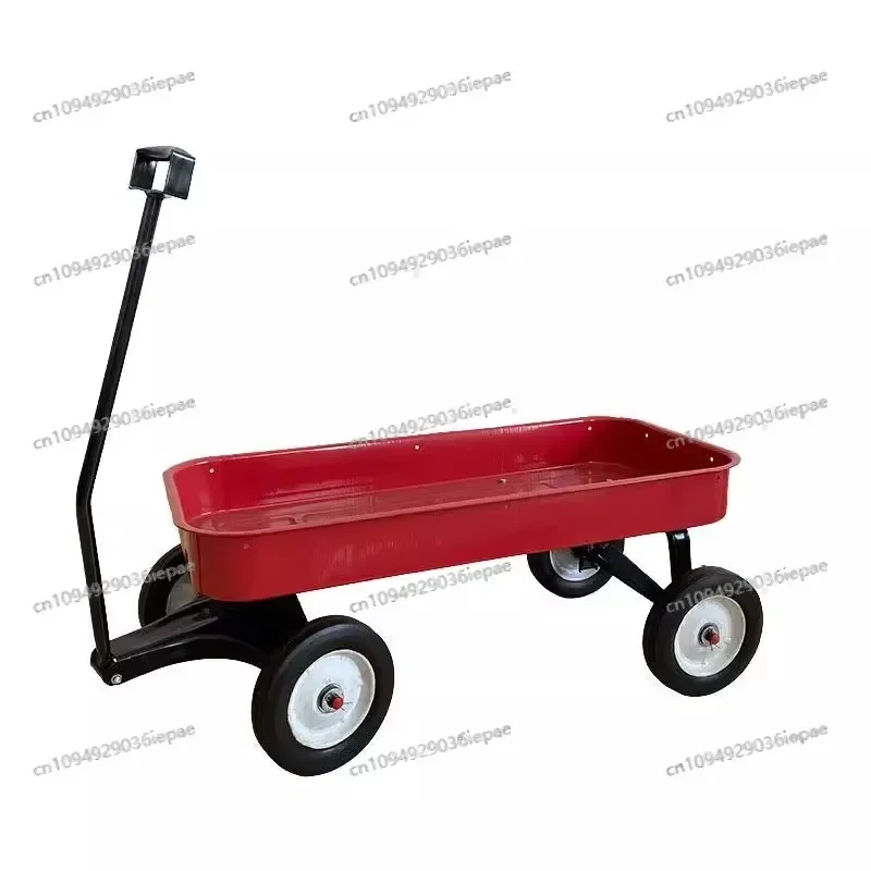 Agricultural hand pulled small cart for moving and hauling goods, portable four-wheel silent transport vehicle