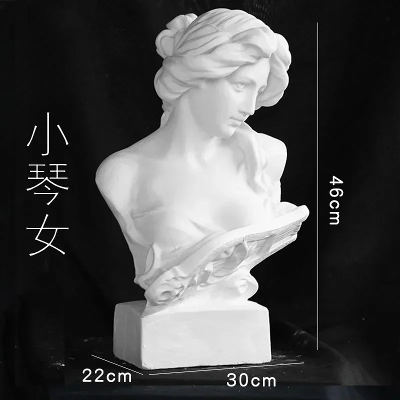 Plaster statue, violin girl 46cm art sketch still life, statue ornament