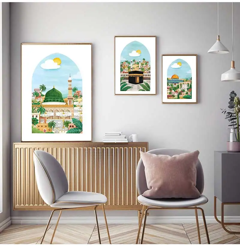 Sheikh Zayed Mosque Kaaba Abstrct Wall Art Muslim Home Living Room Decoration Canvas Painting Posters And Prints Pictures
