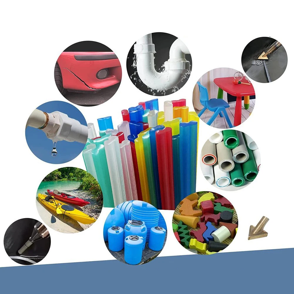 Car Plastic Repair Welding Kit 100pcs 20cm PE Rods 600pcs Hot Fasteners 5pcs 15x20cm Mesh Patches and 3 Copper Tips