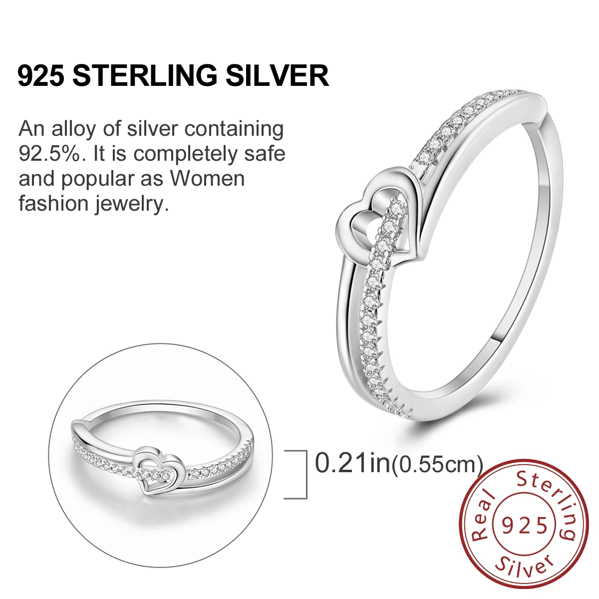 خاتم أصلي من الفضة الإسترليني عيار 925 للنساء، إعداد تمهيد، خاتم إصبع عصري، مجوهرات راقية