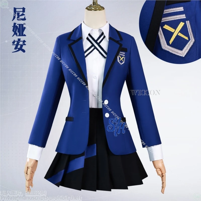 

Аниме Uuuuu Косплей Nyaan disfraz JK Школьная форма Темно-синее фиолетовое пальто Парики Платье Jirai Kei Девушки Лолита Хэллоуин Рождество