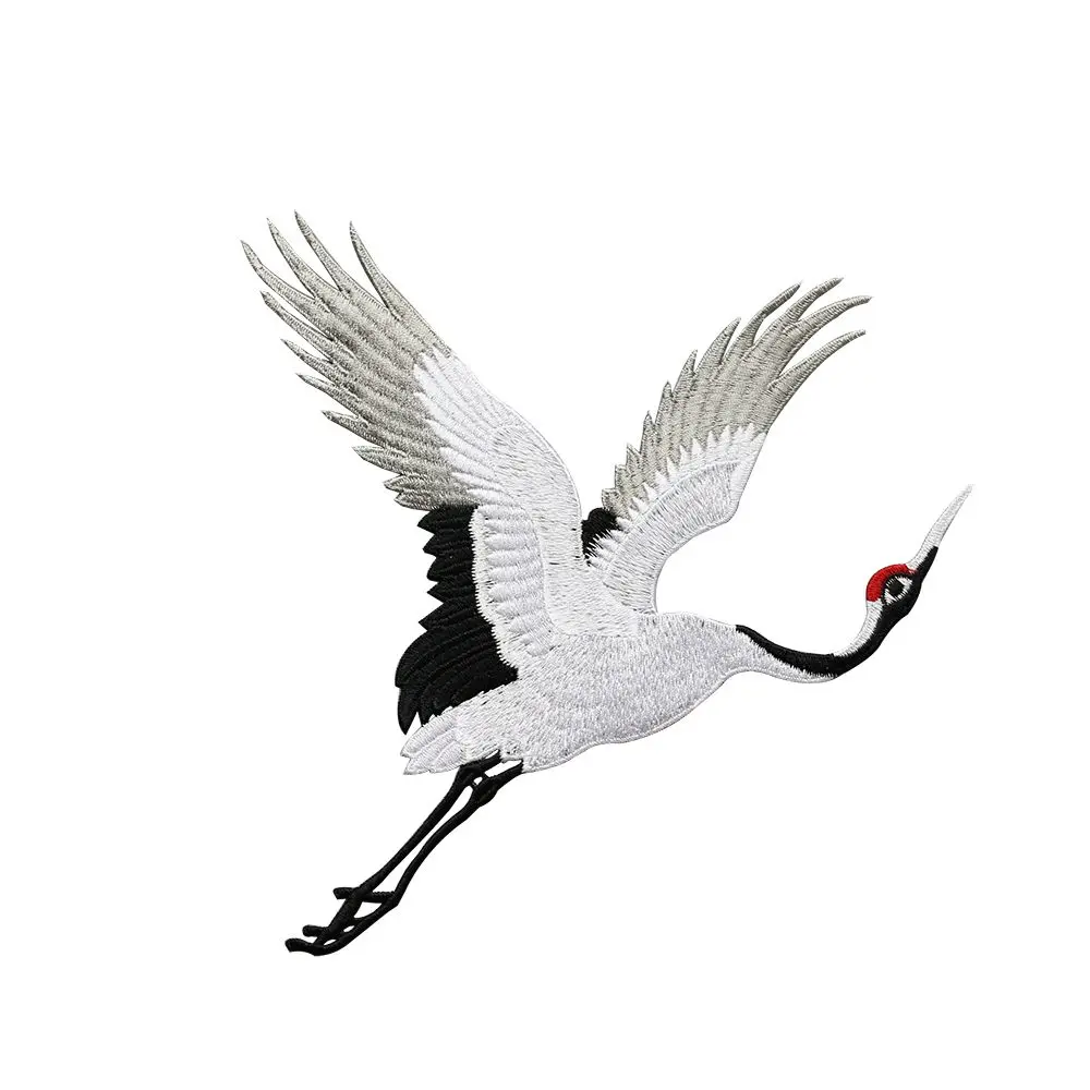 DIY Red-crowned For Clothing Crane Birds Sew On Patches Clothes Decor Embroidered Applique Embroidery