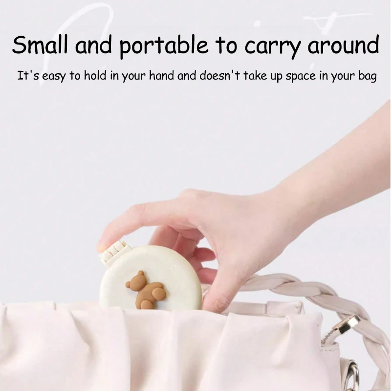 かわいい漫画の折りたたみ式エアバッグコーム、ポータブルミニクッションヘアブラシ、女性用ミラー付き、一体型マッサージコーム、軽量