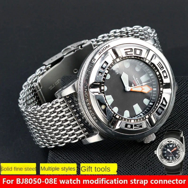 Modified stainless steel strap for Citizen BJ8050-08E/BJ8050 Small Monster Ear Converter Steel Band 22mm Watch Accessories