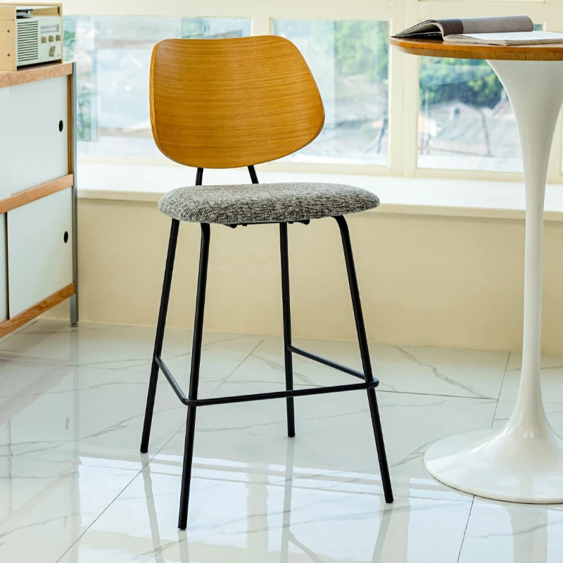 

medieval light luxury bar chair comfortable soft bag Retro solid wood bar stools cafe taburetes altos de cocina bar furniture