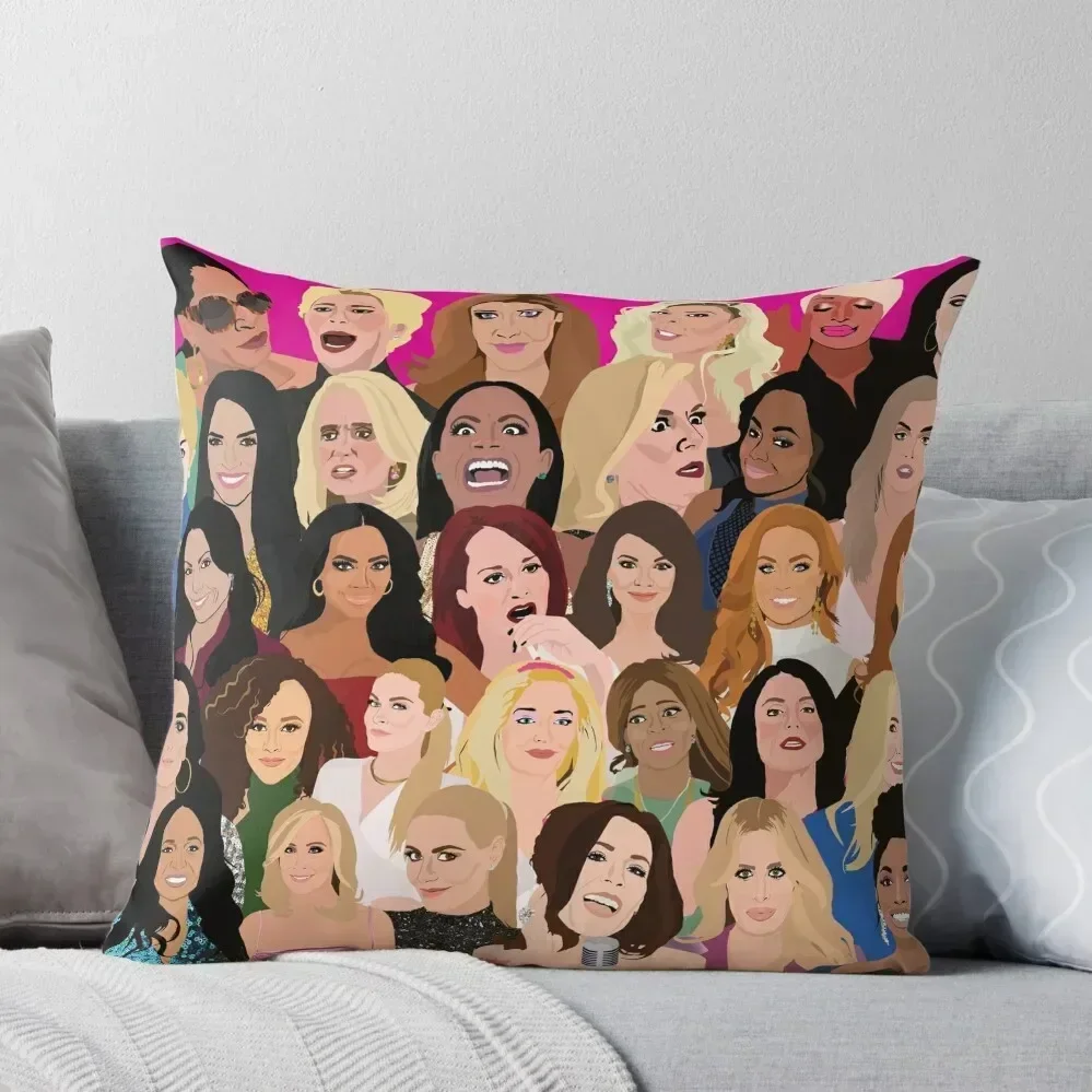 Real Housewives Montage (RHONY, RHOBH, RHOA, RHONJ, RHOP, RHOC, RHOSLC, RHOD, VPR) Throw Pillow Cushion Cover Luxury pillow