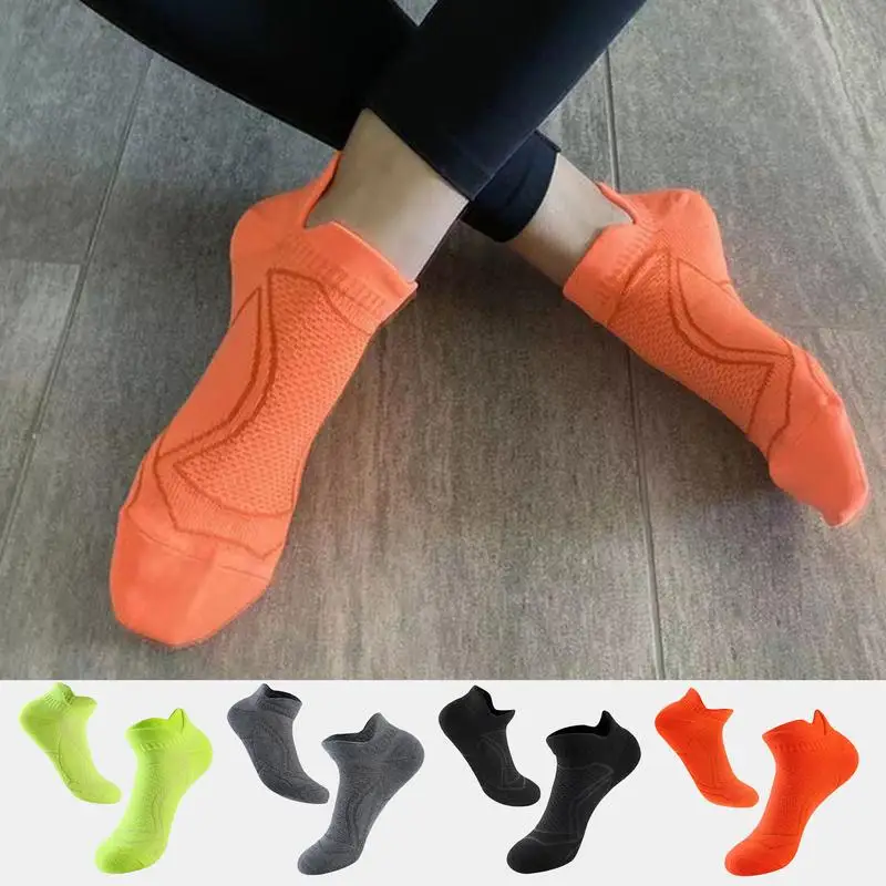 Athletic Running Socks Anti-Blister Comfort Ankle Socks Low Cut Compression Cotton Cushioned Socks For Workout Running Hiking