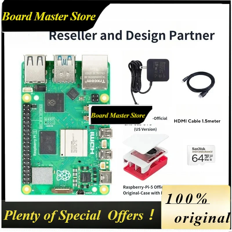 BoMaSRaspberry Pi5 8GB 4GB Dev Board Mini PC High Performance 64-bit Quad-core Arm Cortex-A76 BLE Bluetooth5.0 Embedded System