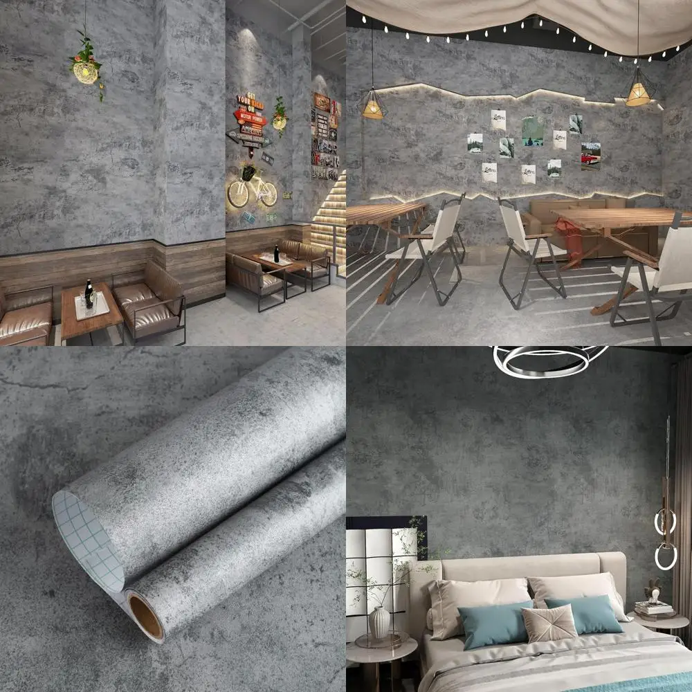 ورق جدران قابل للتقشير واللصق بتقنية الخرسانة الزرقاء الحديثة - ملصقات حائط على طراز الأسمنت الصناعي واسعة للغاية للاستخدام الداخلي الريفي