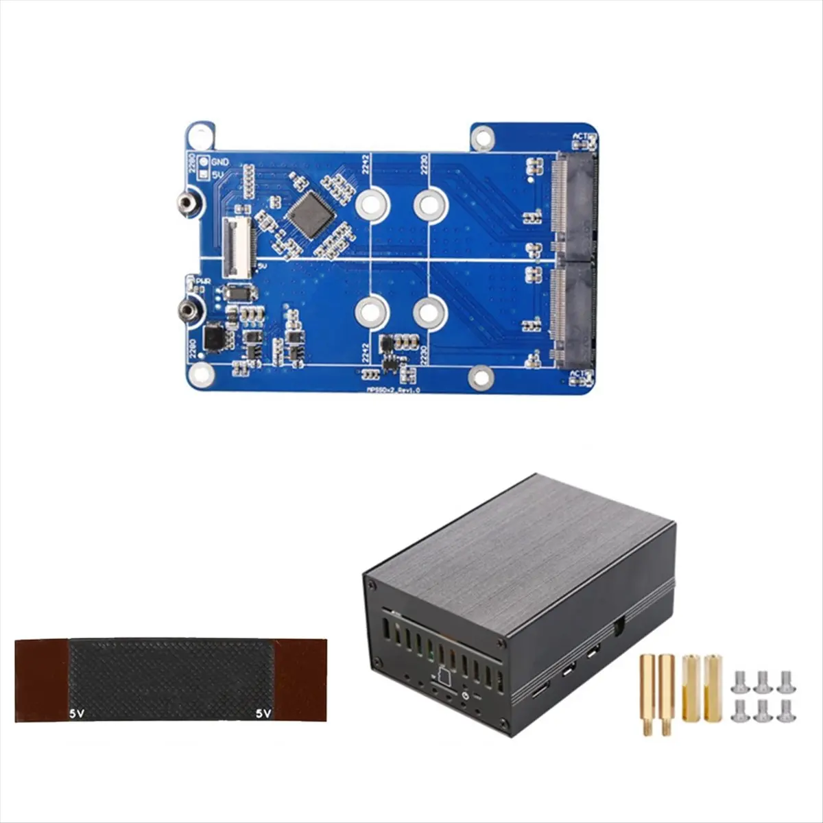 2026 جديد + MPS2280D + حافظة لـ 5 PCIE إلى M.2 Dual NVME SSD HAT يدعم 2280/2242/2230 SSD #5