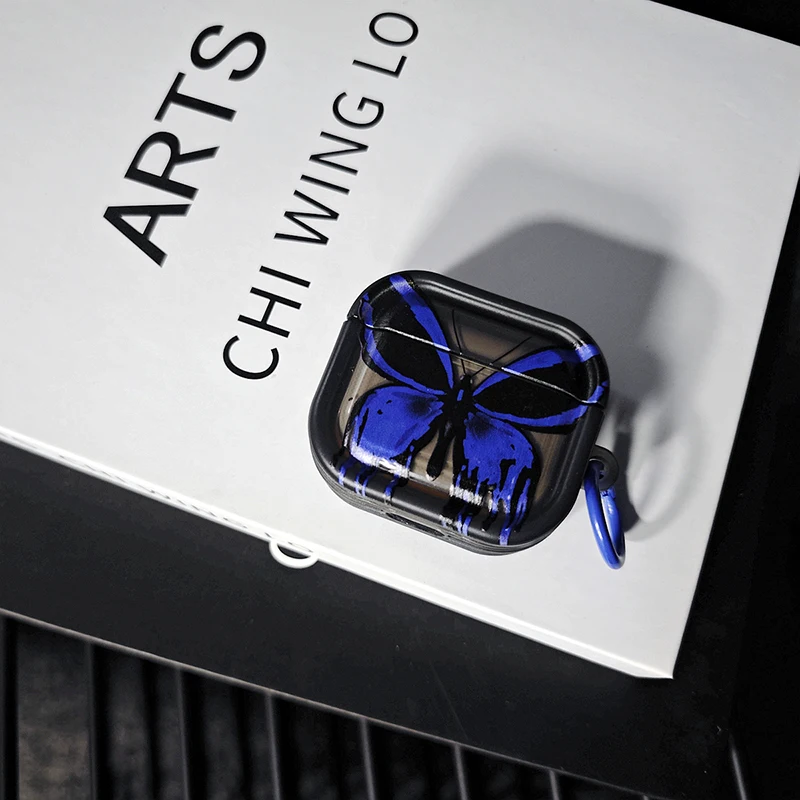 حافظة على شكل فراشة زرقاء لأجهزة Apple Airpods Pro 3 1st 2nd 3rd غطاء الجيل لأجهزة Airpods 4 2 Gen New Air Pods غطاء حماية #2