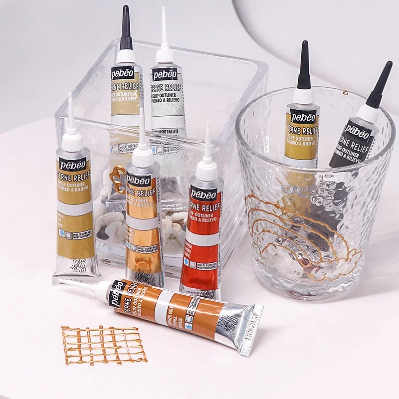 

20ML Glass Pigment Line Pen Plastic Textile Ceramic Metal Flat DIY Painted 3D Three-dimensional Natural Dry Pigment