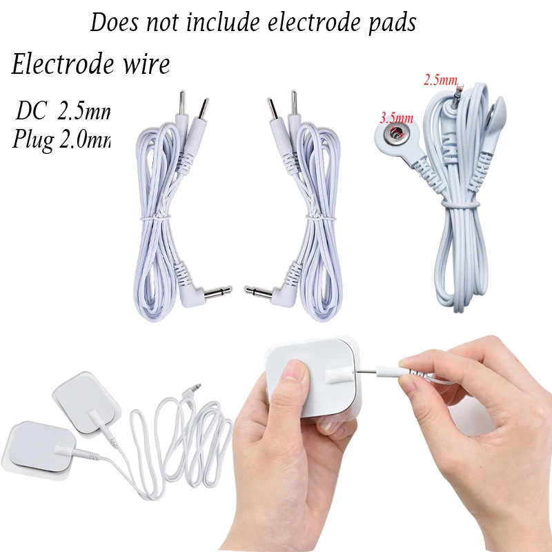 Durable TENS EMS Electrode Lead Wires 2.0mm DC Plug Cable 2.5mm Adapter Cables For Pulse Massager Full Body Massage Accessories
