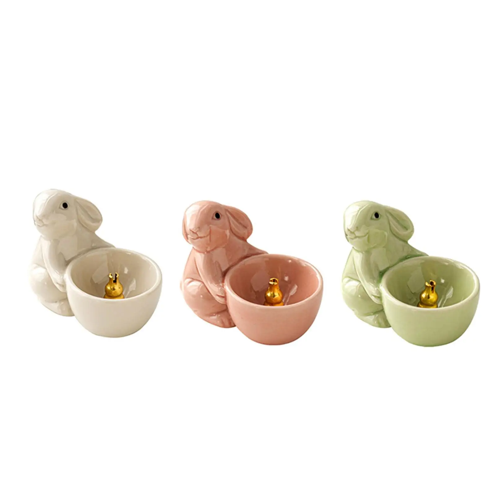 Cute Rabbit Incense Holder Ceramic Aroma Ornaments Animal Themed Incense Burner for Desktop Bedroom Home Office Yoga Cabinet