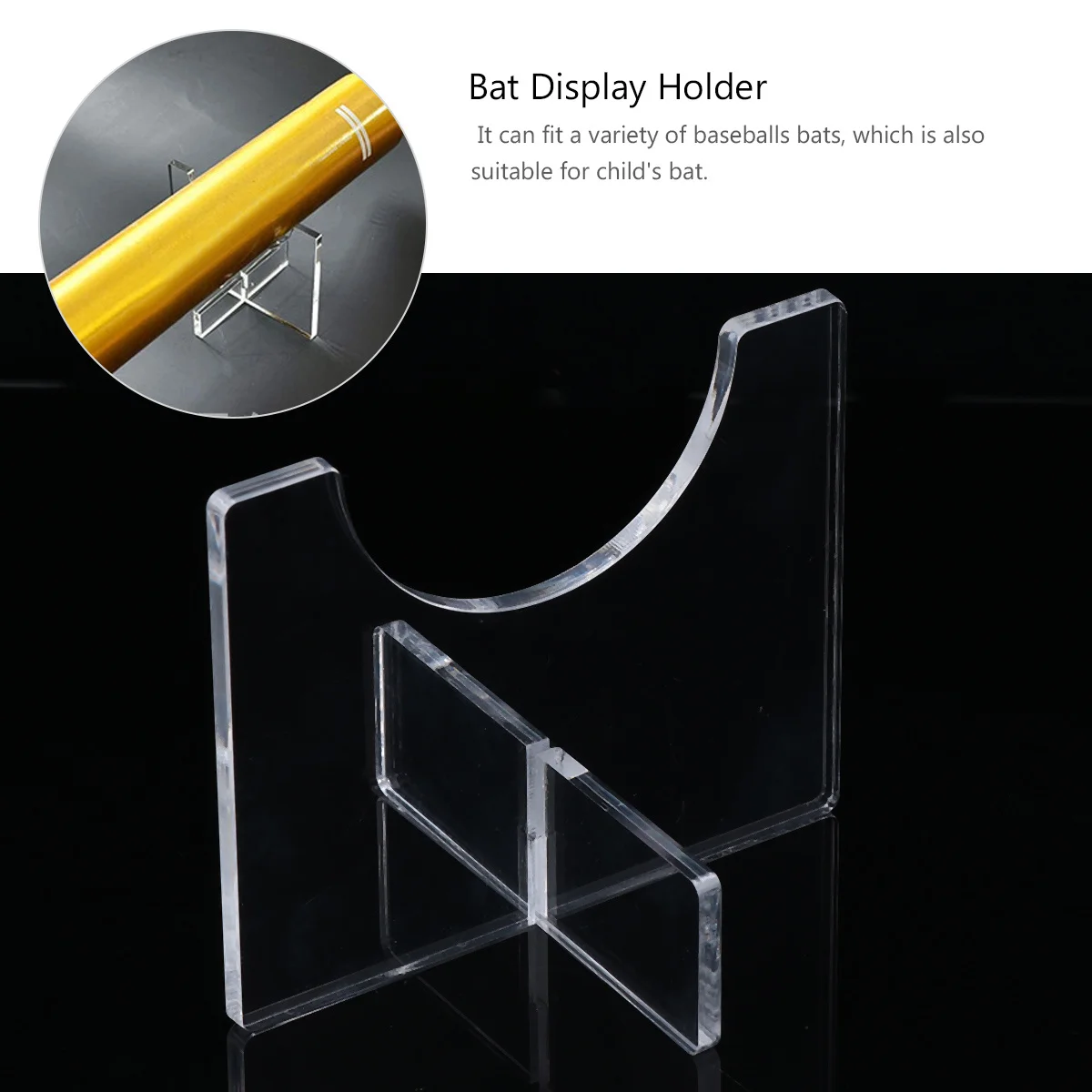 

2Pcs Baseball Bat Acrylic Display Holder Desktop Rack Sturdy Horizontal Stand for Collectors Transparent Bat Display Holder