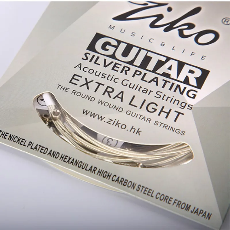 ZIKO Folk Guitar Strings for Acoustic DUS Series Sets 010-048 011-052 012-053 Steel Core Silver Plating Wound Guitar Accessories