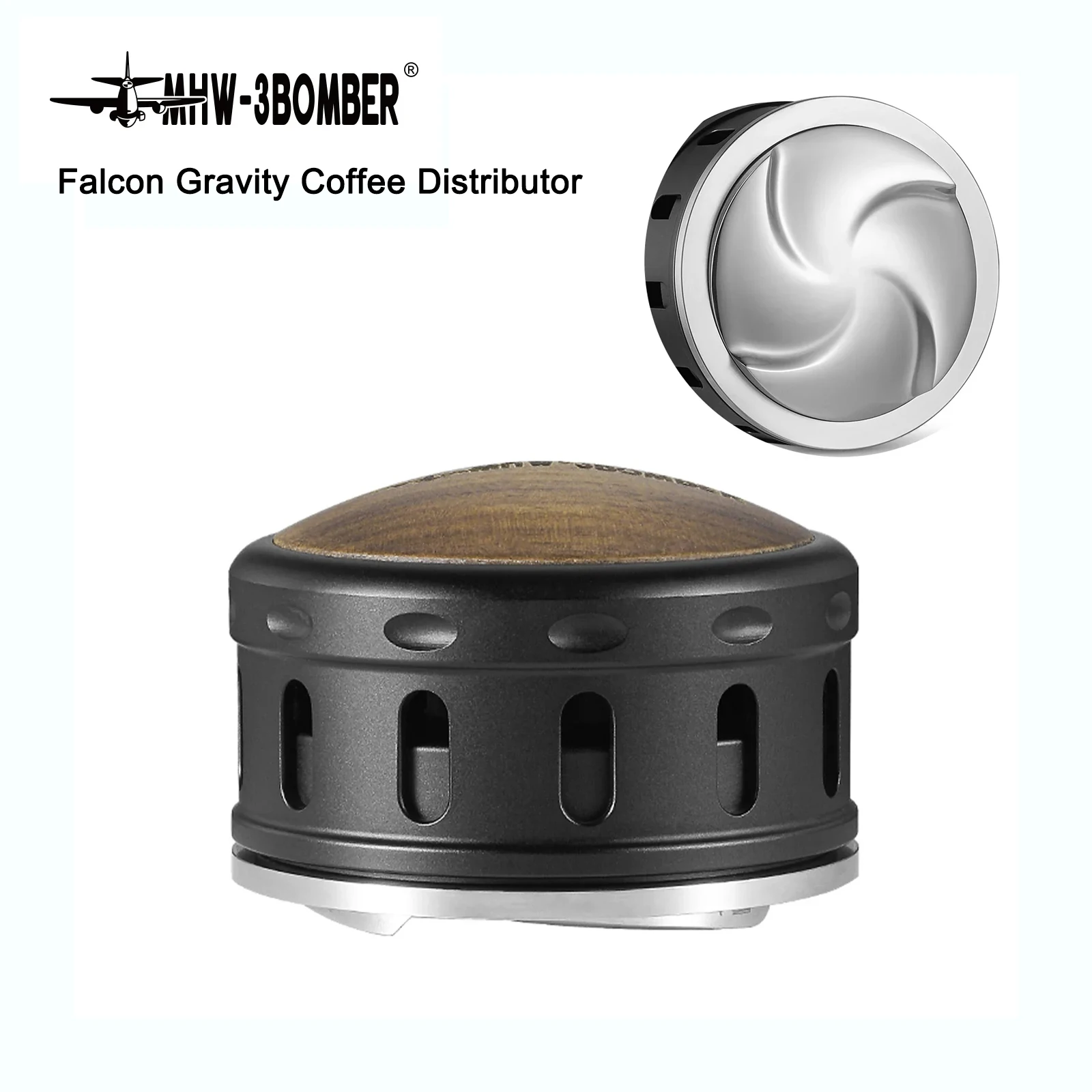 MHW-3BOMBER Falcon 51/53.35/58.35mm Gravity Coffee Distributor Adaptive Espresso Tool with Air Hole Cyclone Barista Tools