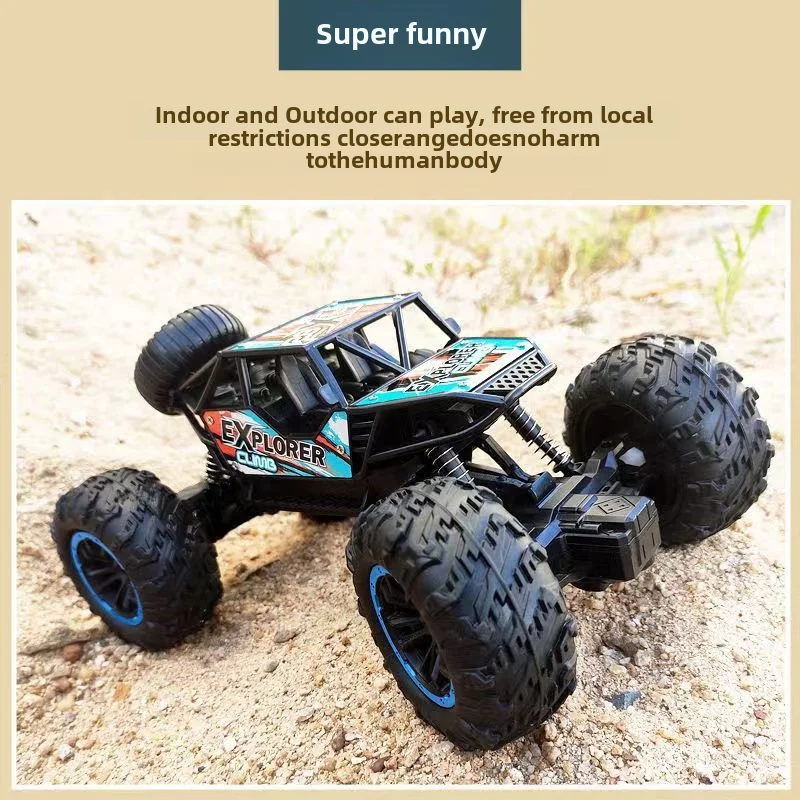 Cross-border remote control off-road vehicle alloy charging version kidsren\'s boy large remote control car four-way climbing ...