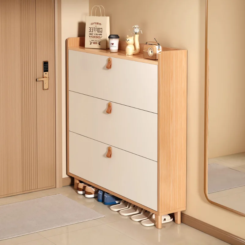 

cabinet storage layered frame solid wood household against the wall entrance entrance integrated cabinet multi-layer