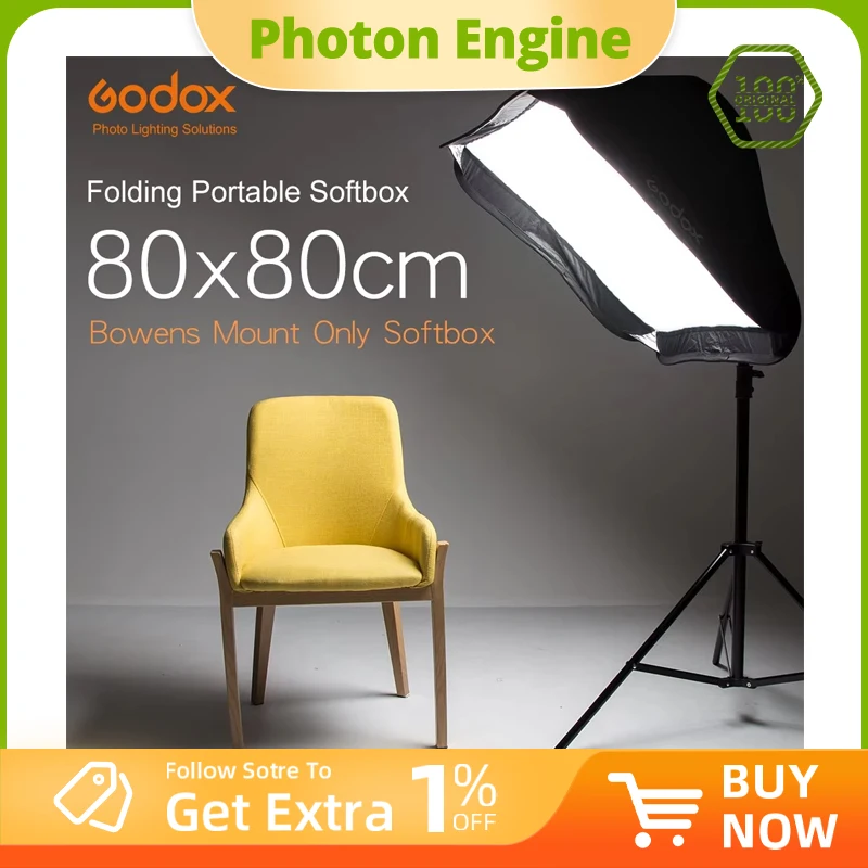 

Godox 60 x 60cm 80 x 80cm Folding Portable Bowens Mount Softbox Studio Strobe Flash Photo Reflective Softbox Diffuser