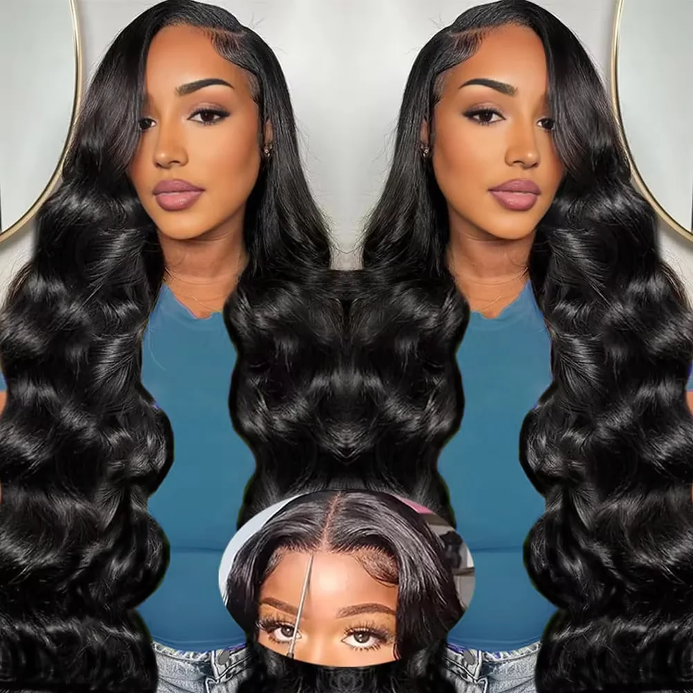 46 Inch 13x6 HD Transparent Lace Frontal Wig Body Wave Wigs Human Hair 200 Density Body Wave Brazilian 100% Raw Remy For Women