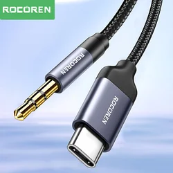 Rocoren USB Type C To 3.5mm Jack Aux Audio Male Digital Headphone Extension Cable Adapter Plug Converter Wire For iPhone 15 Pro