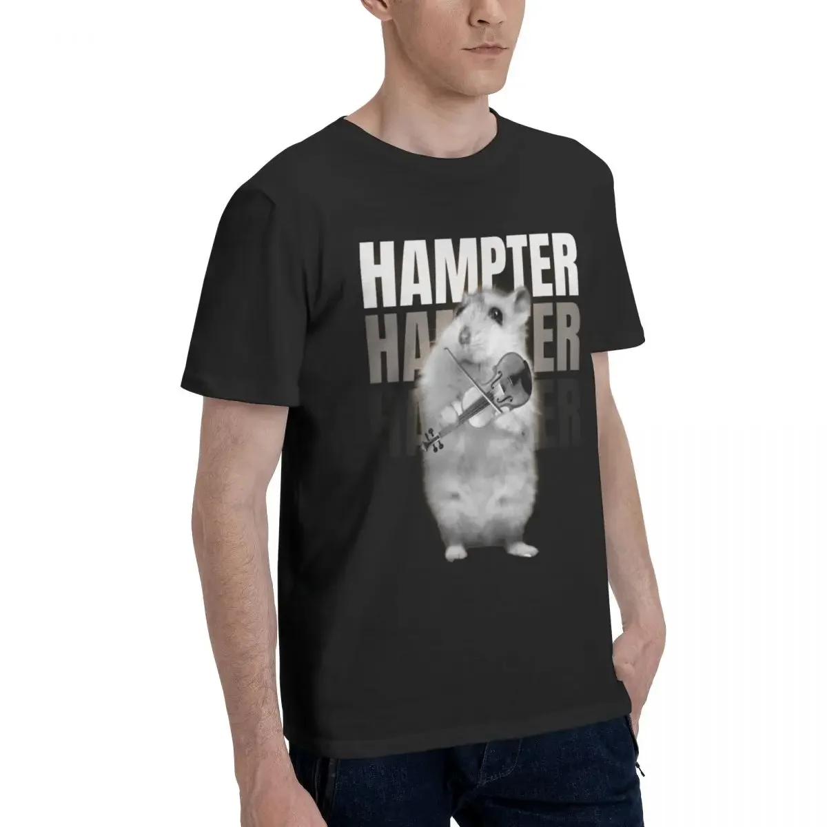 Sad Hamster Playing Violin T Shirt Customized T Shirts For Men WomenAnime Graphic T-shirts for Men Clothing Women Tees