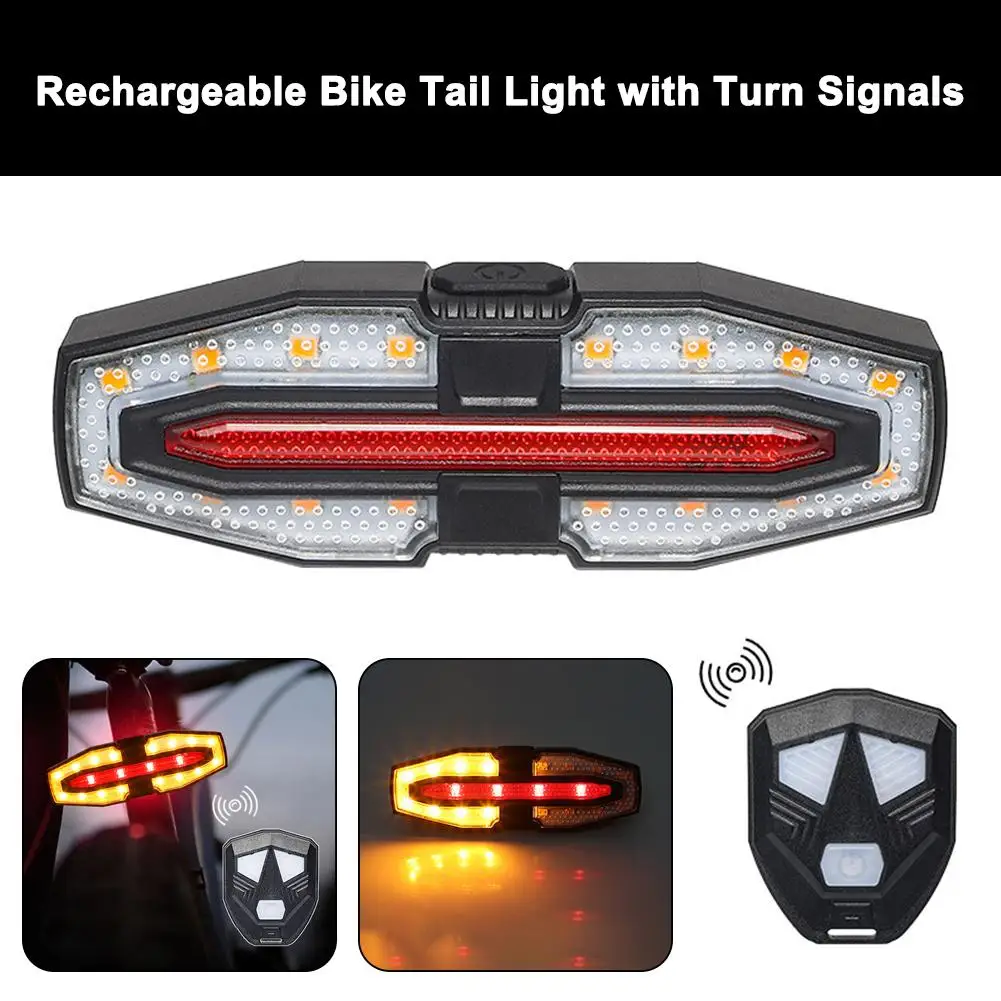 Rechargeable Bike Tail Light With Turn Signals,warning Bike Lights Wireless Remote Control Cycling Back Light For Night Rid R3f2