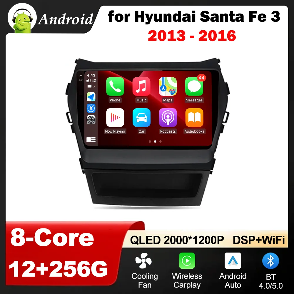 

Android OS for Hyundai Santa Fe 3 2013 - 2016 Car Mulltmedia Player Autoradio DSP Stereo IPS Screen Head Unit Auto Accessories