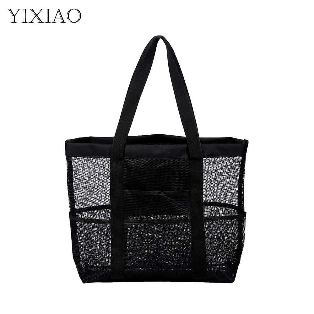 YIXIAO Women Swimming Storage Bag Large Capacity Shoulder Pack Beach Portable Mesh Bag Handbags Travel Bathing Pack