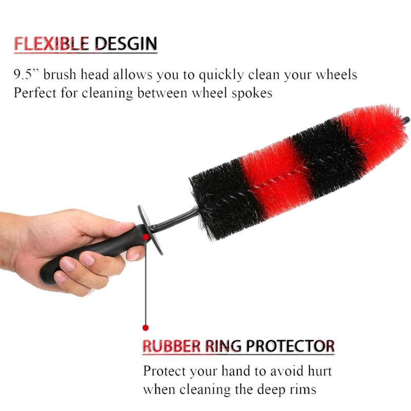 Car Tire Cleaning Brush Wheel Brush Rim Detail Brush 17Inch Long Soft Brush With Power Window Regulator Without Motor