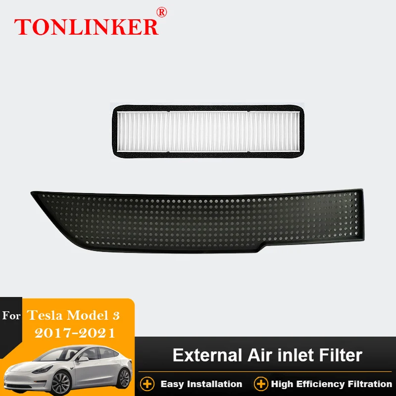 

TONLINKER Brand External Air Inlet Filter 1Pcs/Set For Tesla Model 3 Model3 2017 2018 2019 2020 High Efficiency Filtration