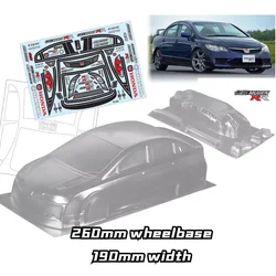 1/10 PC RC shell body Civic FD2 Type R 195mm width 260mm wheelbase Transparent shell body lampshade for 3R mst yokomo hpi hsp