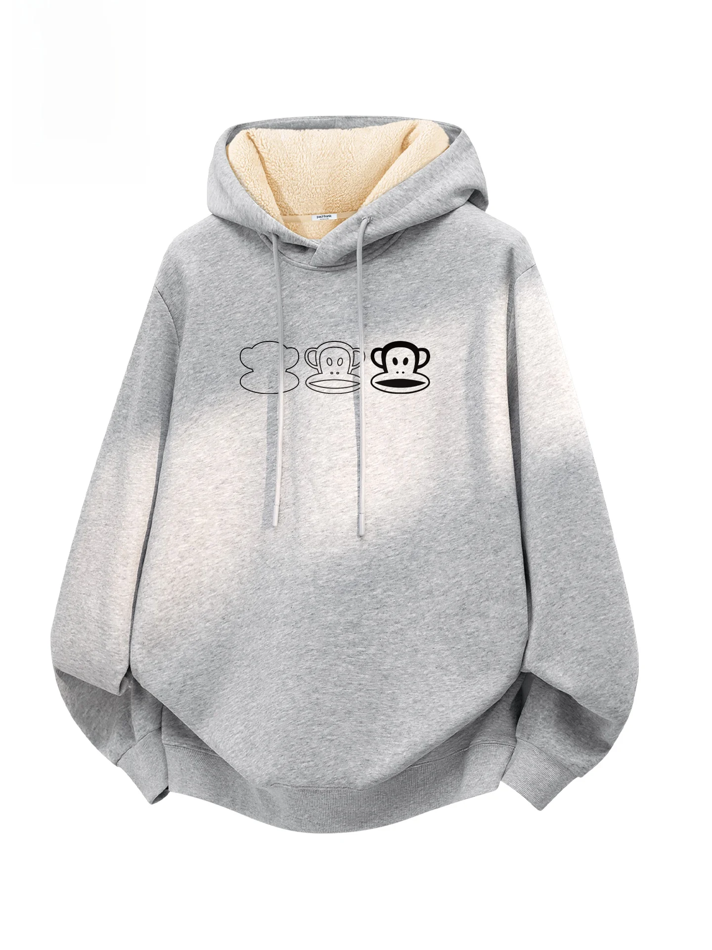 

Thiened Hoodie Sweatirt Men's Winter Warm Fce Lined Oversized Casual Faion Streetwear Monkey Logo Design